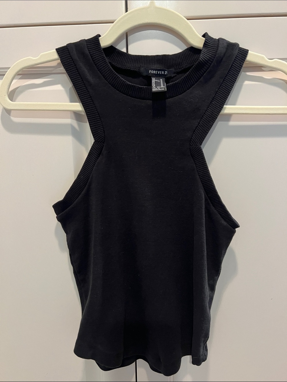Forever 21 Black Ribbed High-Neck Tank